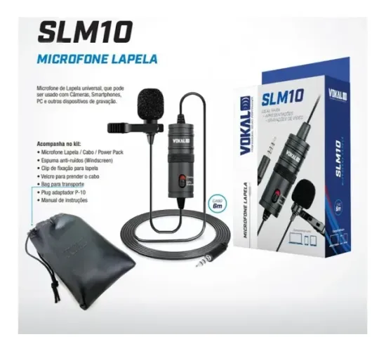Microfone de Lapela Vokal SLM10 Universal - Estado Perfeito - R$ 50