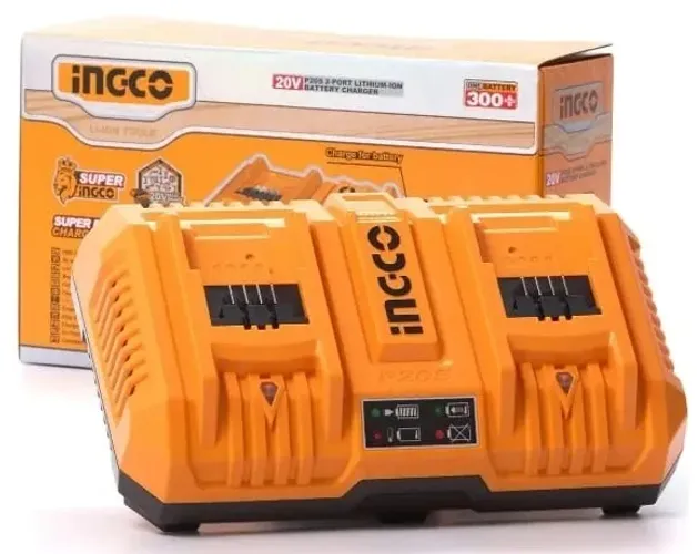 Carregador Bateria Duplo 20v 2 Portas Bivol Fcli2082-9 Ingco