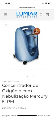 Concentrador de Oxigênio com Nebulização Mercury 5LPM