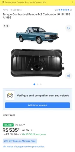 VENDO TANQUE DE PAMPA NOVO SEM USO