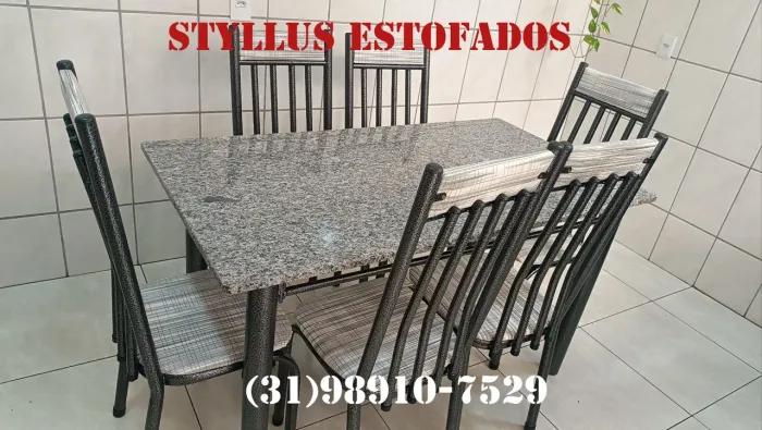 Mesa tubular com 6 cadeiras