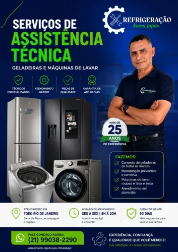 Conserto de geladeira e máquina lava e seca no Rio de Janeiro