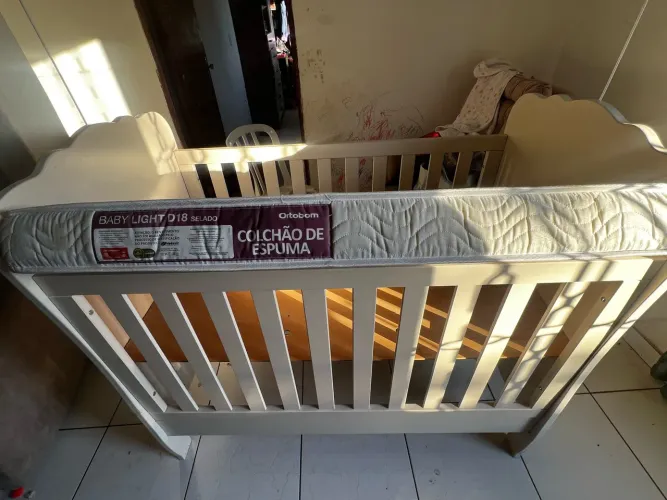 Berço Infantil Branco Provençal + Colchão Ortobom