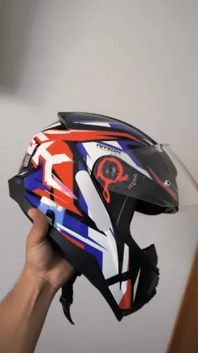Capacete norisk razor sharp ff802 azul vermelho preto