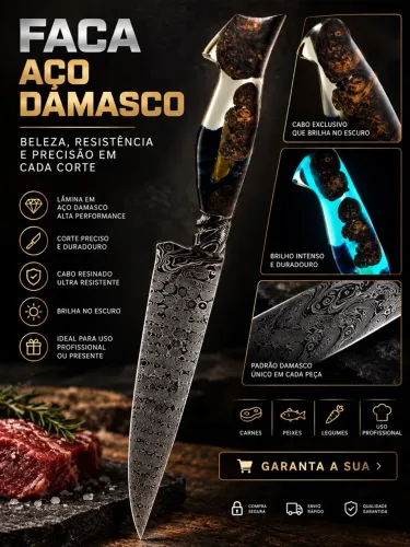 Faca Aço Damasco