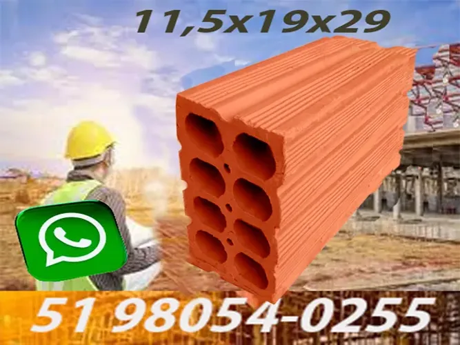 Tijolos 8 Furos 11,5x19x29 . Região Metropolitana e Litoral .