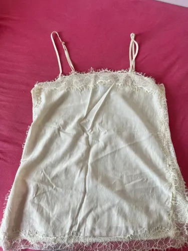 Blusa Regata Alcinha com Renda Amarelo Cortelle Tam P