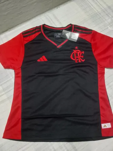 Baby look flamengo vermelha e preta Dryfit
