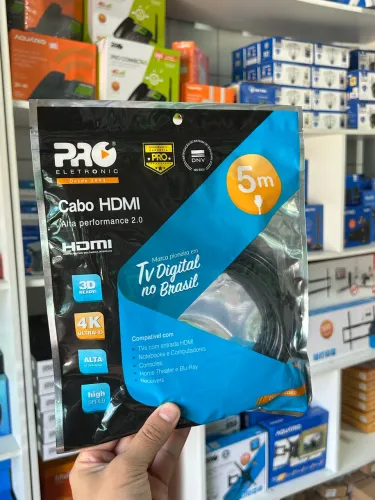 Cabo Hdmi de 5 metros Ultra HD 4K / 3D - Versão 2.0v 