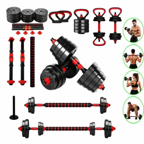 Kit Halter Ajustável 30kg 6 em 1 Barra e Kettlebell para Musculação em Casa