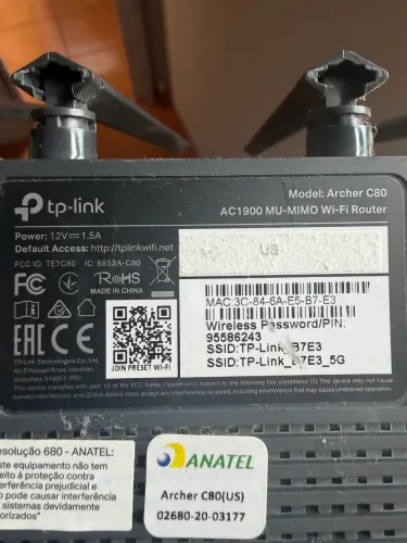 Roteador TPLink Archer C80. 10/100/1000