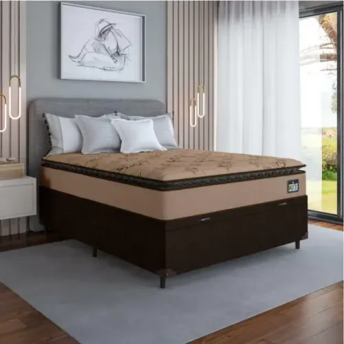 Colchão Casal Espuma D33 + Cama Box Baú Coffee