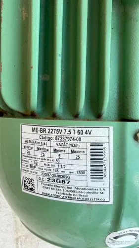 Motobomba centrífuga multiestágio Schneider/Franklin Electric, trifásica, 60 Hz, 4 tensões