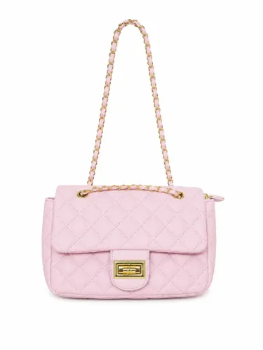 Bolsa Tiracolo Rosa Bebê Matelassê com Corrente