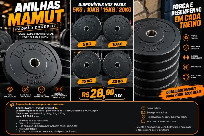 Anilhas emburrachadas padrão Cross fit