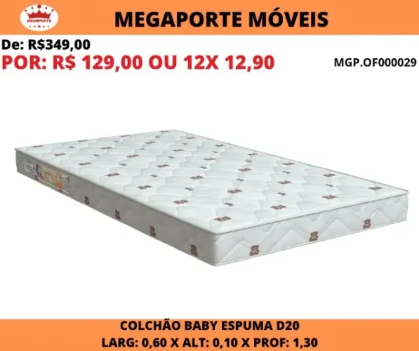 COLCHÃO BABY ESPUMA D20