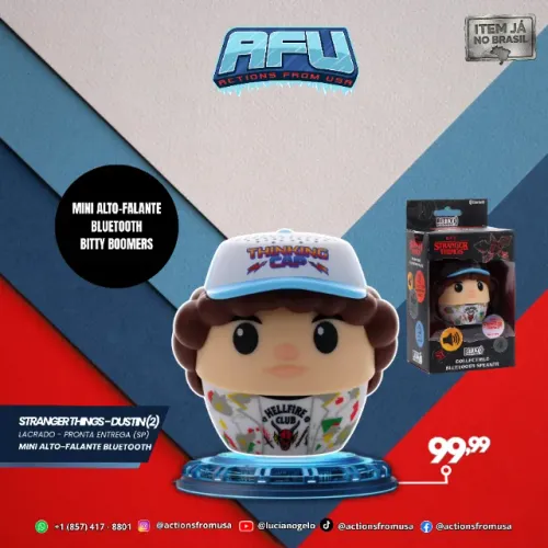Dustin Henderson Stranger Things Bitty Boomers Mini Caixa De Som Bluetooth 