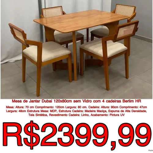 Mesa jantar Dubai + 4 cadeiras Berlim / frete grátis / pague na entrega 