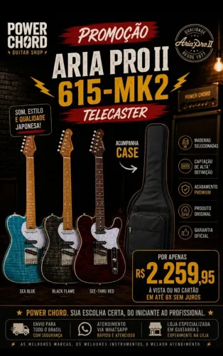 Guitarra Telecaster ARIA PRO II 615 - MK2 + capa - nova