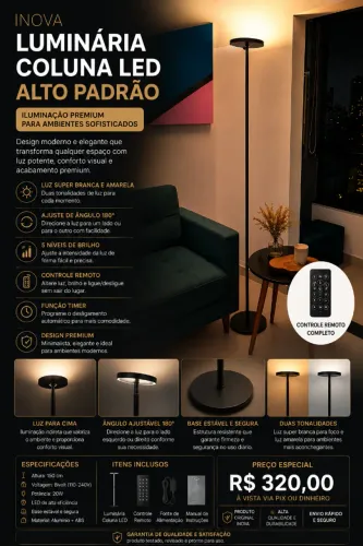 Eleve seu Setup Gamer | Luminária Coluna LED Premium Inova