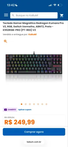 Teclado redragon kumara pro