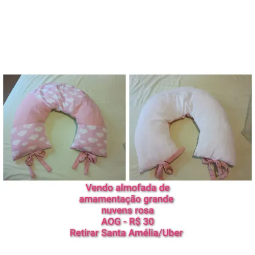 Vendo almofada de amamentação tema nuvens rosa