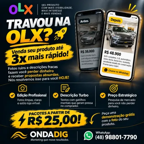 TRAVOU NA OLX? Venda seu produto até 3x mais rápido!
