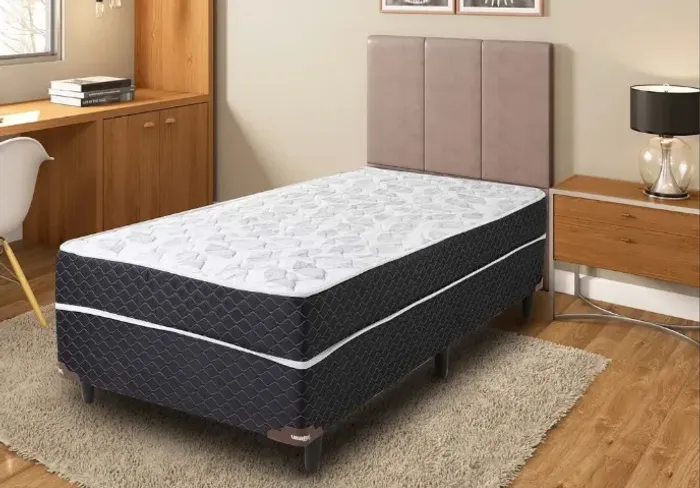 Cama box solteiro Umaflex com colchão de molas