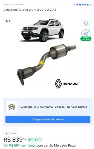 Catalisador Renault Duster 