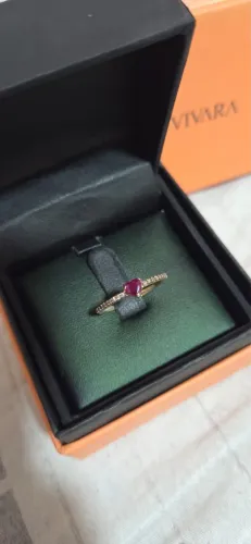 Anel Ouro 18k com Pedra Vermelha