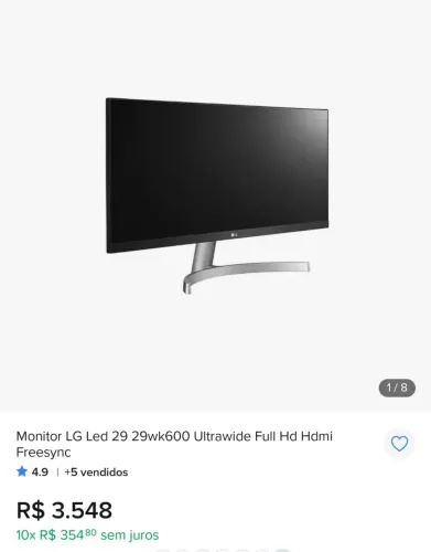 LMonitor LG led semi novo IMPECÁVEL