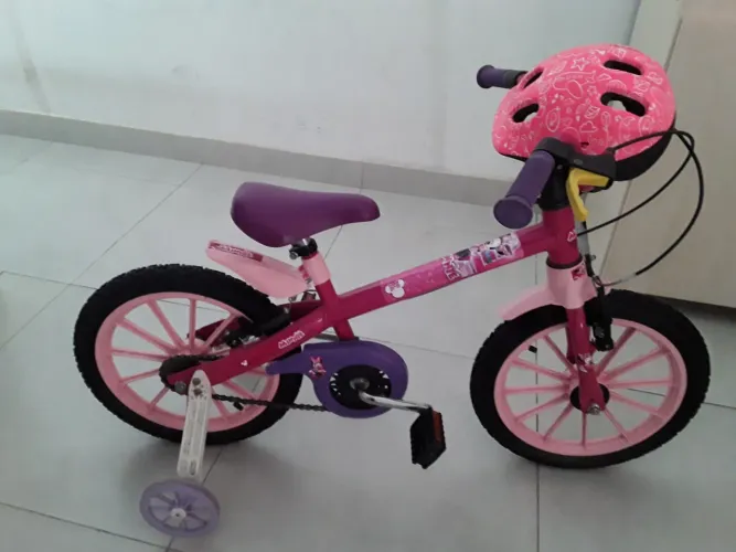 Bicicleta infantil aro 16 mennie com capacete 