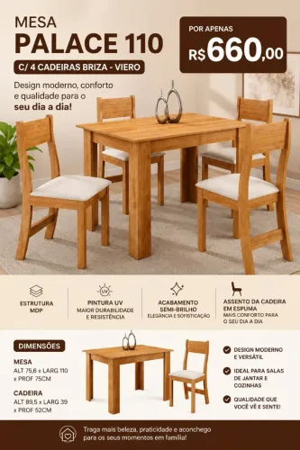 Mesa 4 Cadeiras Palace