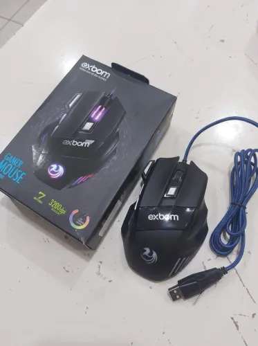 Mouse Gamer Exbom com LED e 3200 DPI - Novo na Caixa
