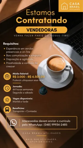 CONTRATA-SE VENDEDORA COM EXPERIÊNCIA