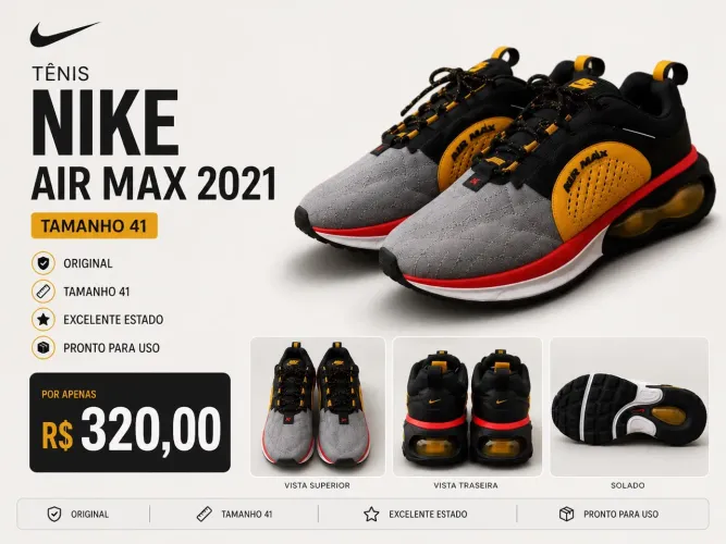 Tênis Nike Air Max 2021 Original Tamanho 41 Excelente Estado