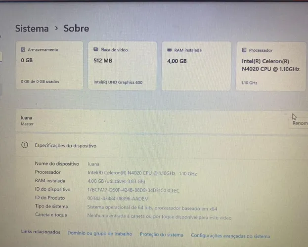Notebook Positivo C15 Intel Celeron 4GB N4020