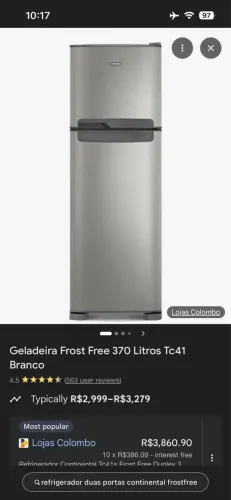 Geladeira Frost Free 370L