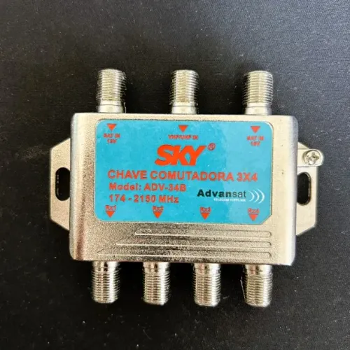 Chave Comutadora 3x4 Sky ADV-34B para Antena Satélite