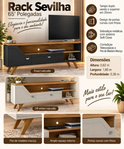 Rack Sevilla Tv até 65 polegadas