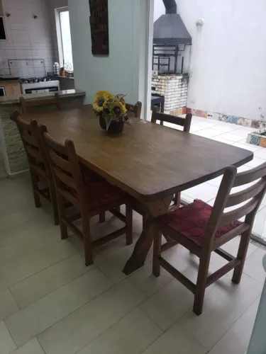 Mesa Madeira c/8 cadeiras
