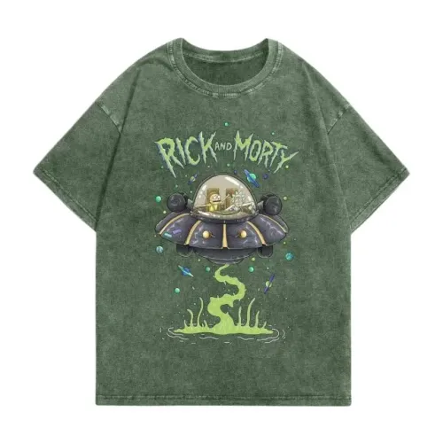 Camiseta M Rick e Morty Verde Marmorizado 160g