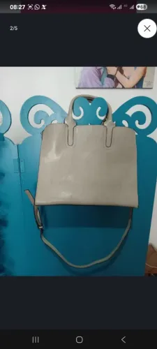 Bolsa tote cinza couro sintético pahajim