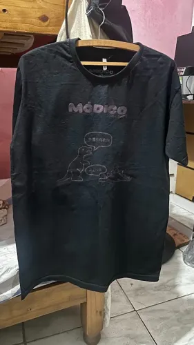 Camiseta Preta Módico, Preta com Estampa - Tamanho M