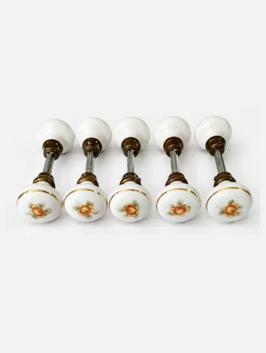 Maçanetas vintage porcelana floral
