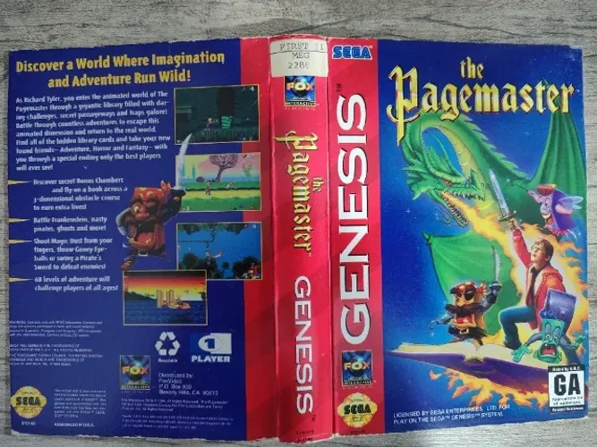 Encarte The Pagemaster original - Mega Drive/Sega Genesis