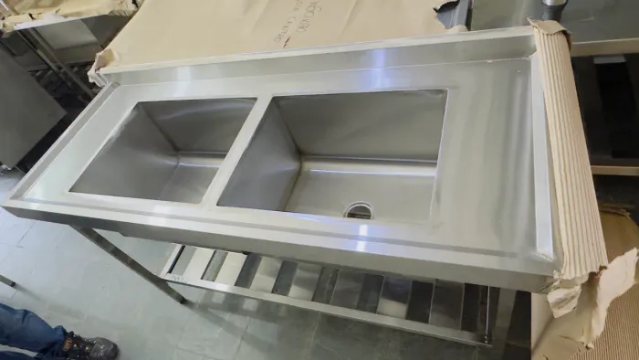 Pia de inox 2 cubas 1,50 x 60cm