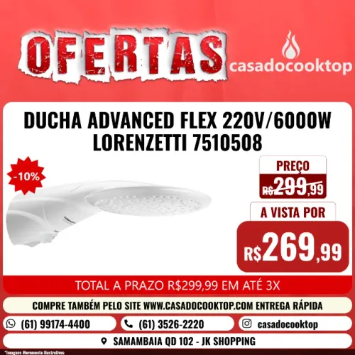 DUCHA ADVANCED FLEX 220V/6000W LORENZETTI