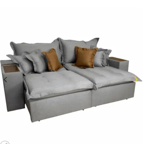 Sofá Cama Imperial Comfort 2,90m - Linho Grafite com Porta-Copos