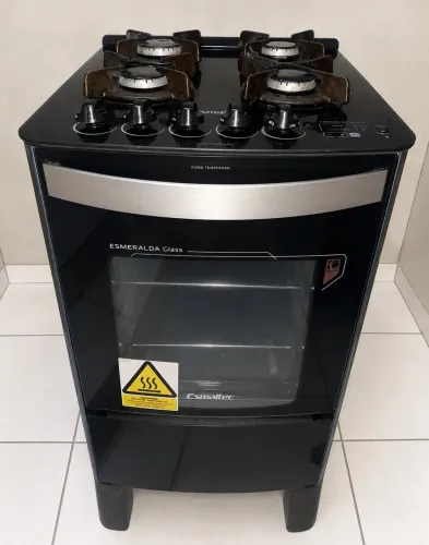 Fogão Esmaltec 4 Bocas Mesa de Vidro Temperado com Timer Digital - Excelente Estado